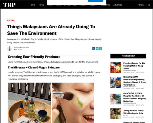 The Mineraw Clean Skincare Malaysia Press Coverage TRP Media