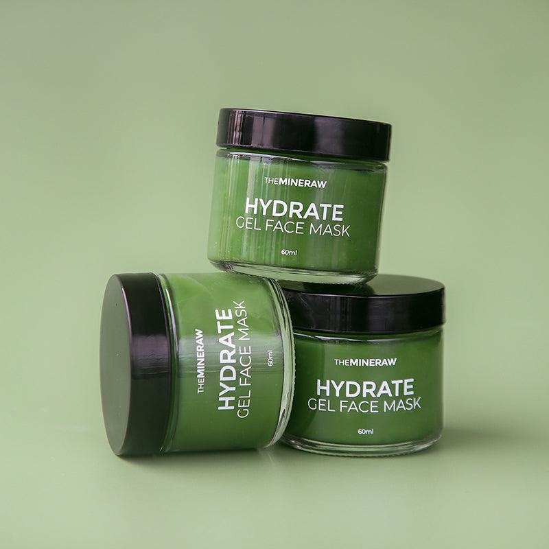 the mineraw hydrate gel face mask aloe vera green tea hyaluronic acid clean skincare malaysia natural