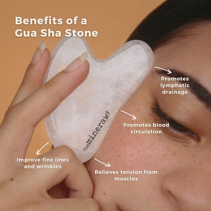 the mineraw natural skincare malaysia clear quartz gua sha face massage tool stone