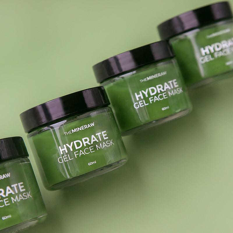 the mineraw hydrate gel face mask aloe vera green tea hyaluronic acid clean skincare malaysia natural