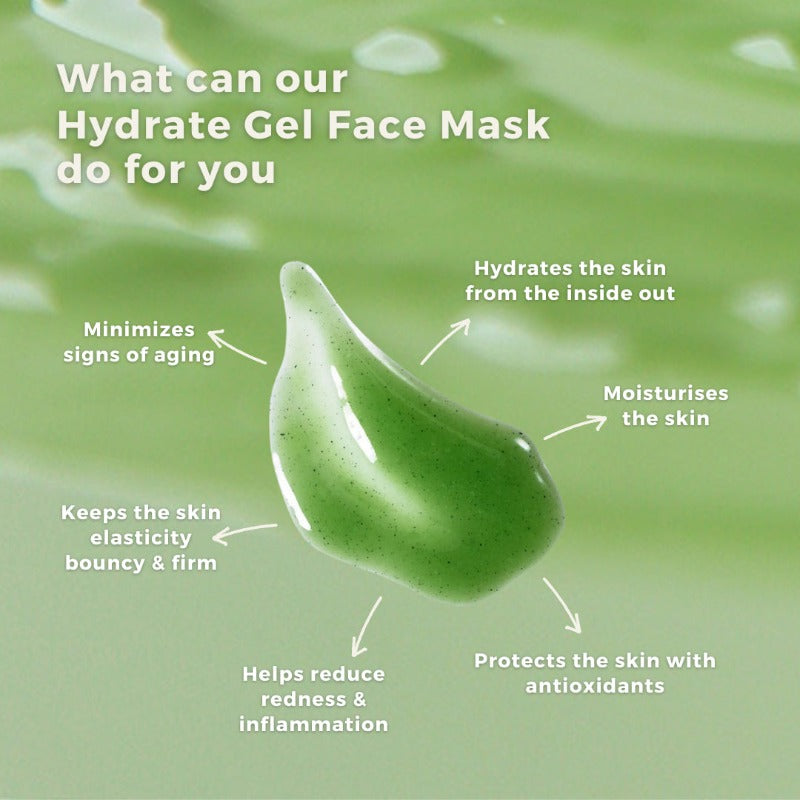 the mineraw hydrate gel face mask aloe vera green tea hyaluronic acid clean skincare malaysia natural